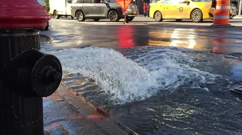 Fire Hydrand Sprays Water in Slow Motion Video stock 57169062