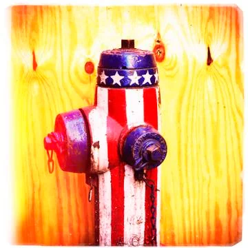Fire hydrant with American flag pattern Stock Photos