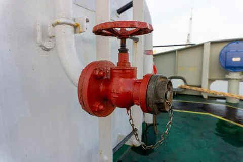 Fire hydrant on board the ship. Stock Photos