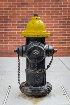 Fire hydrant with brick building on the background in Boston Fotos de archivo