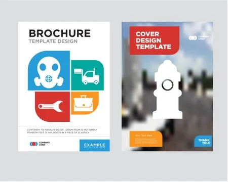 Fire Hydrant brochure flyer design template Stock-Illustration