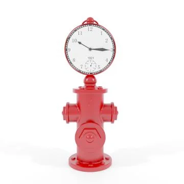 Fire hydrant with clock Stock Illustration