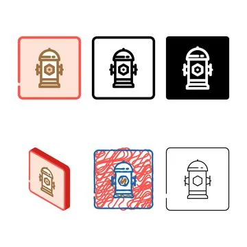 Fire hydrant emergency color icon variations vector Stock Illustration
