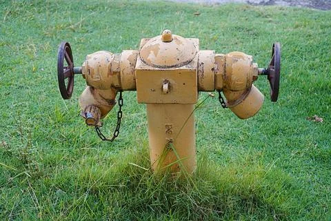 Fire hydrant. Fire emergency water pipe 스톡 사진