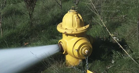 Fire Hydrant - Flushing - Yellow Stock Footage 81494323