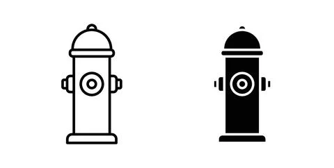 Fire hydrant icon collection in black, Line icons, flat symbols Stock Illustration