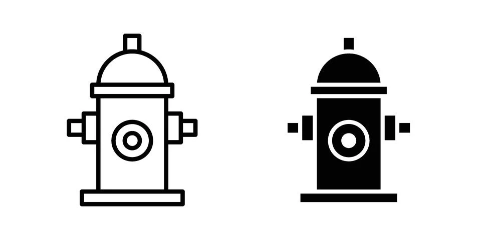 Fire hydrant icon drawing lines. Silhouette style vector bundle Stock Illustration