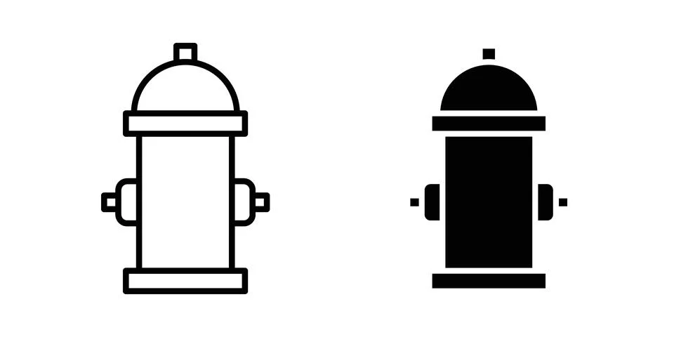 Fire hydrant icon linear versions pack on white background Stock Illustration