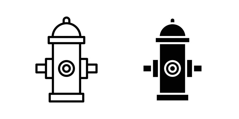 Fire hydrant icon pack with silhouette and stroke web icons Stock Illustration