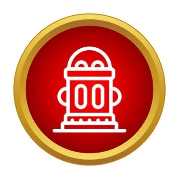 Fire hydrant icon on red circle button with gold border Stock Illustration