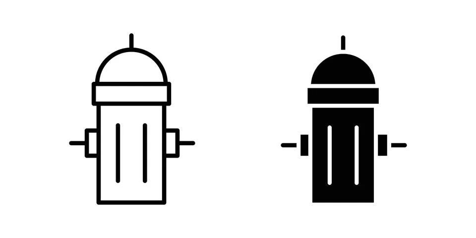 Fire hydrant icon set modern line and solid style collection. Stockillustratie