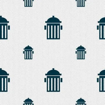 Fire hydrant icon sign. Seamless pattern with geometric texture. Vector Illustrazione stock