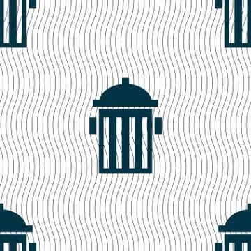 Fire hydrant icon sign. Seamless pattern with geometric texture. Vector Illustrazione stock