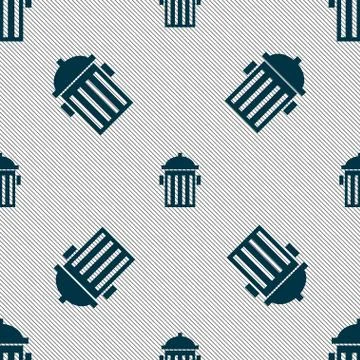 Fire hydrant icon sign. Seamless pattern with geometric texture. Vector Stock Illustration