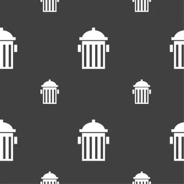 Fire hydrant icon sign. Seamless pattern on a gray background. Vector Illustrazione stock