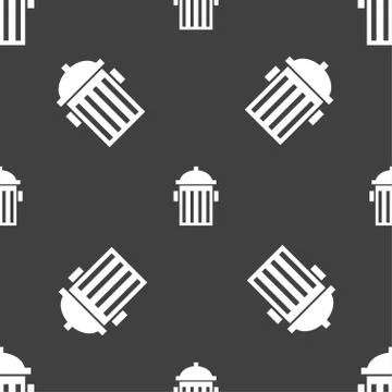 Fire hydrant icon sign. Seamless pattern on a gray background. Vector 库存插图