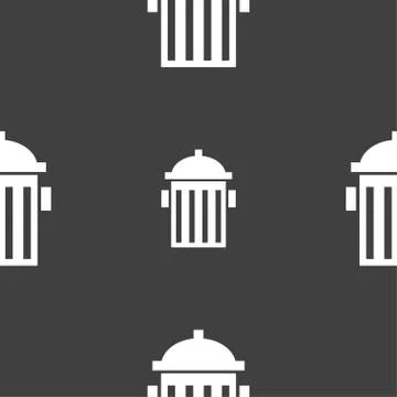 Fire hydrant icon sign. Seamless pattern on a gray background. Vector 库存插图