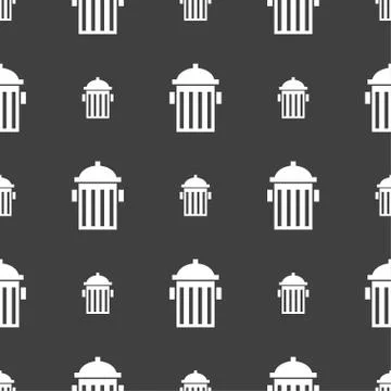 Fire hydrant icon sign. Seamless pattern on a gray background. Illustrazione stock