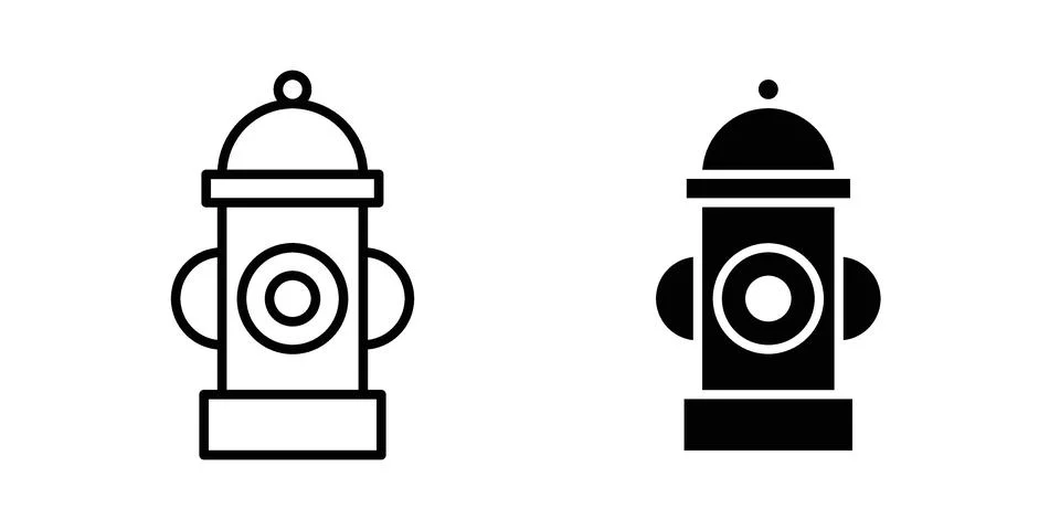 Fire hydrant icon silhouette vector set. thin line pack Stock Illustration