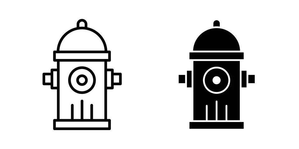 Fire hydrant icon symbol. Flat and Stroke Vector illustration Stock Illustration