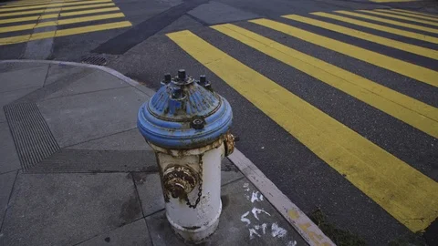 Fire hydrant on an intersection corner Stock Footage 92714272
