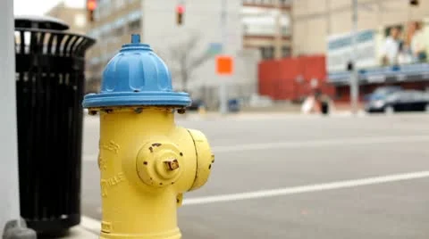 Fire hydrant at intersection during day Vídeo Stock 8998043