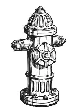 Fire hydrant isolated. Firefighter equipment vector illustration. Hand drawn Stock Illustration