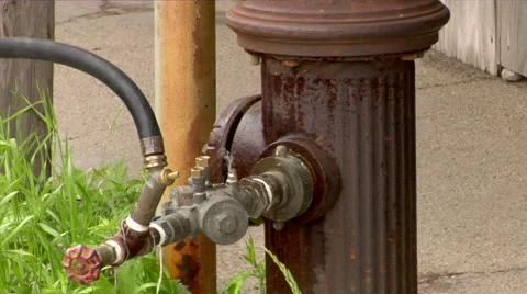 Fire Hydrant Leaking water Stock Footage 49223459