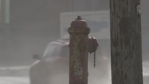Fire hydrant in the mist, Barrow, Alaska Stock Footage 104957086