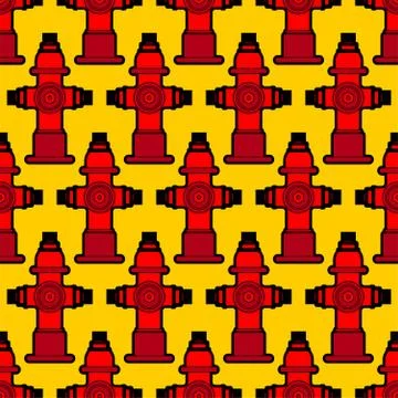 Fire hydrant pattern seamless. Red fireplug background Vector illustration 库存插图