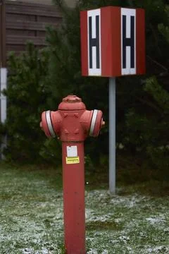 A fire hydrant, prominently mounted and surrounded by lush greenery, features Stock Photos