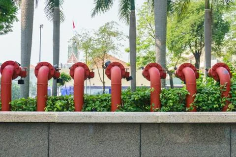 Fire hydrant queue Stock Photos