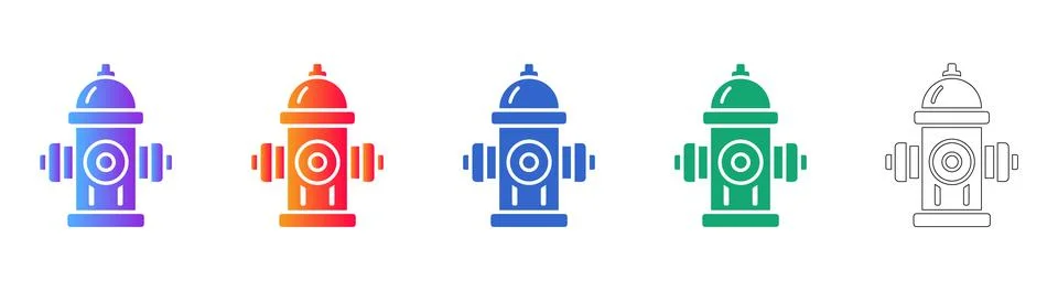 Fire Hydrant Safety Icon Set Stock Illustration
