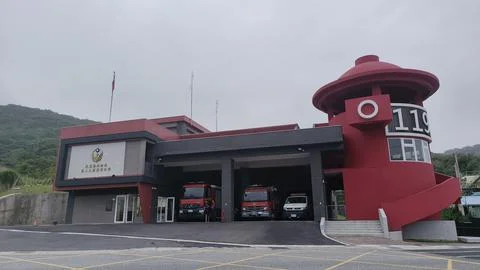 Fire hydrant shape fire brigade building Stock Photos