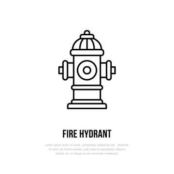 Fire hydrant sign. Firefighting, safety equipment flat line icon Illustrazione stock