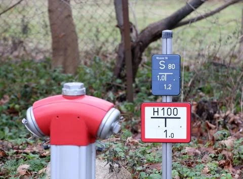 Fire Hydrant With Sign Stock Photos