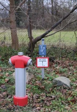 Fire Hydrant With Sign Stock Photos