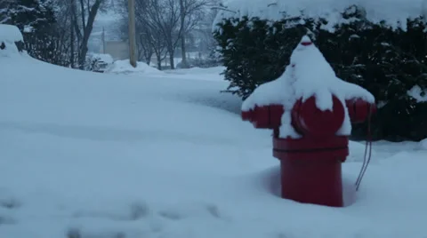 Fire Hydrant in the Snow 03 Stock Footage 34243496