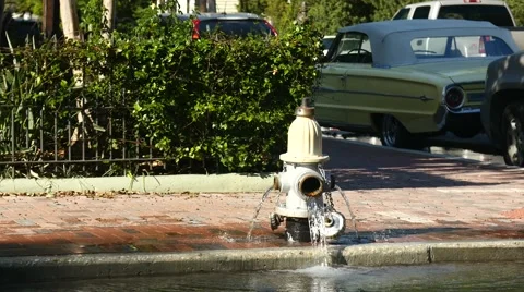 Fire Hydrant spilling water Stock Footage 44425562