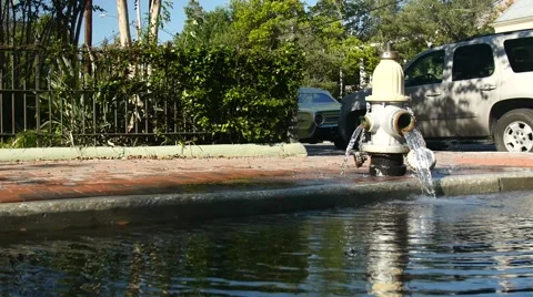 Fire Hydrant spilling water Stock Footage 46673120