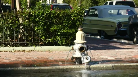 Fire Hydrant spilling water Stock Footage 46673131