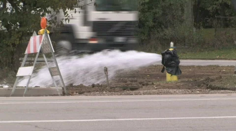 Fire Hydrant Spraying Stock Footage 279407