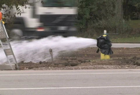 Fire Hydrant Spraying Stock Footage 283683