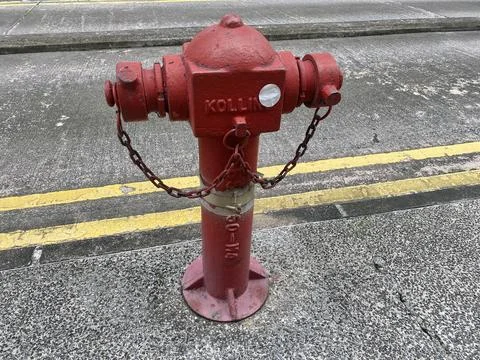 Fire hydrant on the walking path for emergency fire Stock Photos