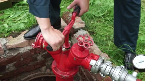 Fire hydrant in the well Stock Footage 145661074