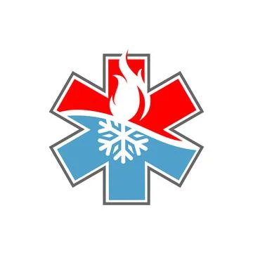 Fire ice heating and cooling logo design hvac vector business company Stock Illustration