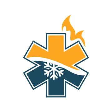 Fire ice heating and cooling logo design hvac vector business company Stock Illustration