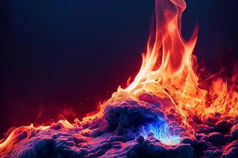 Fire Ice Hot Cold Flames Energy Gas Orange Blue Abstract Background Stock Illustration