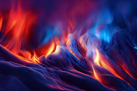 Fire Ice Hot Cold Flames Energy Gas Orange Blue Abstract Background Stock Illustration