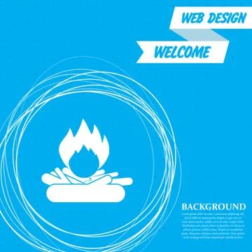 Fire Icon on a blue background with abstract circles around and place for you 스톡 일러스트